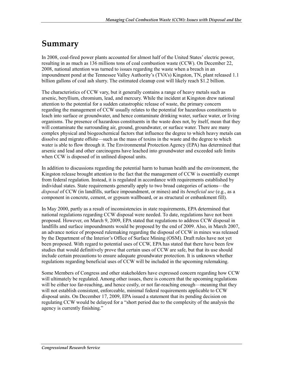 [20100112]R40544_管理燃煤废物（CCW）：处置和使用问题.pdf_第2页