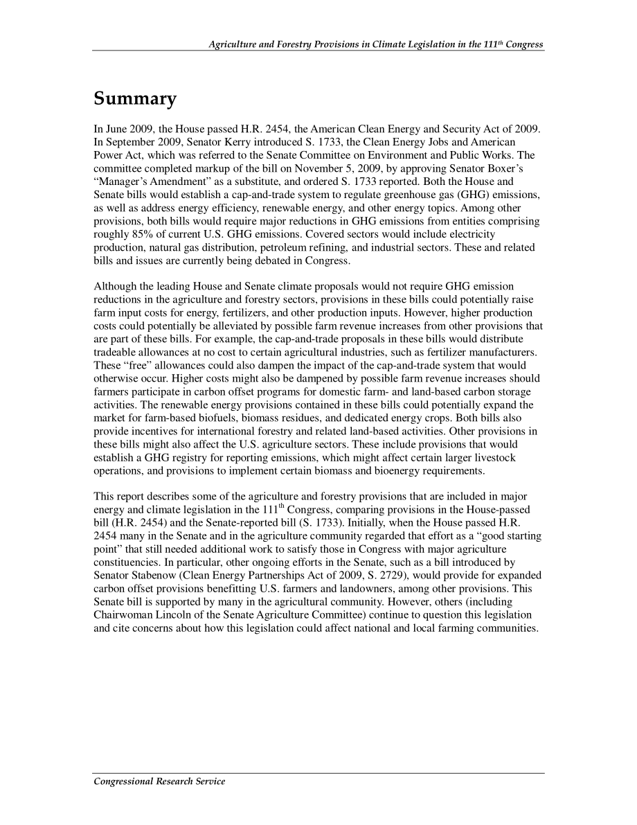[20091223]R40994_第111届国会气候立法中的农业和林业规定.pdf_第2页