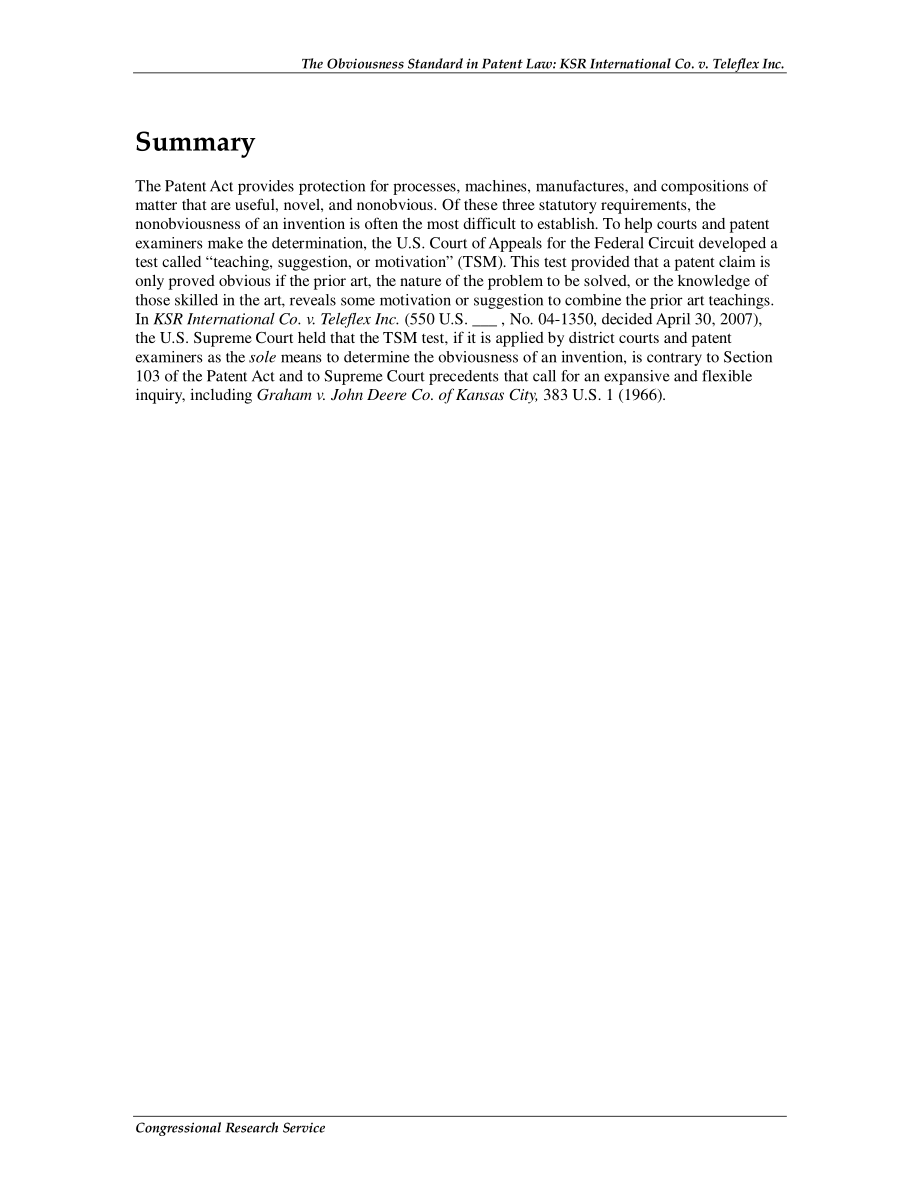 [20070531]RS22669_专利法中的显著性标准：KSR国际公司诉Teleflex股份有限公司.pdf_第2页