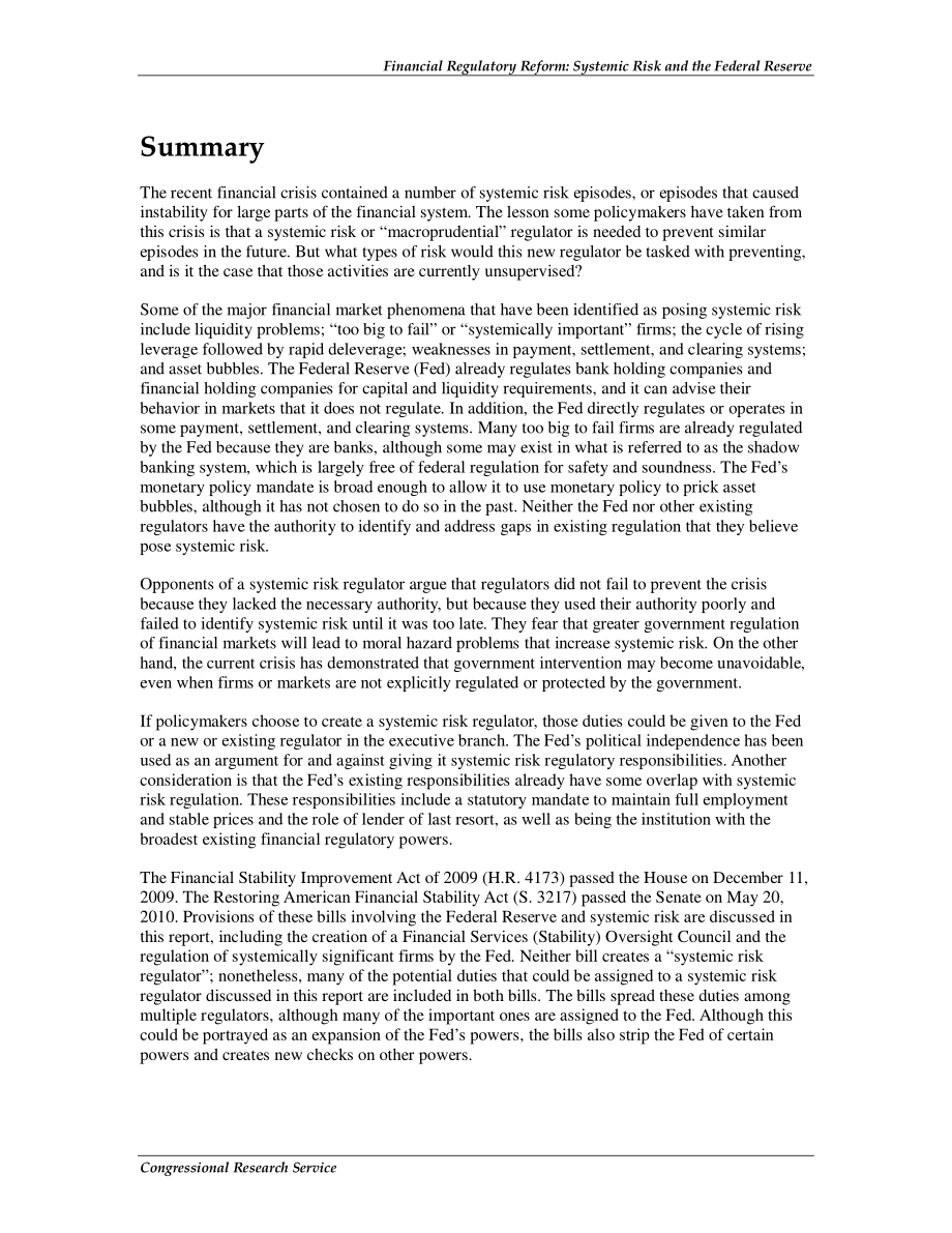 [20100526]R40877_金融监管改革：系统性风险与美联储.pdf_第2页