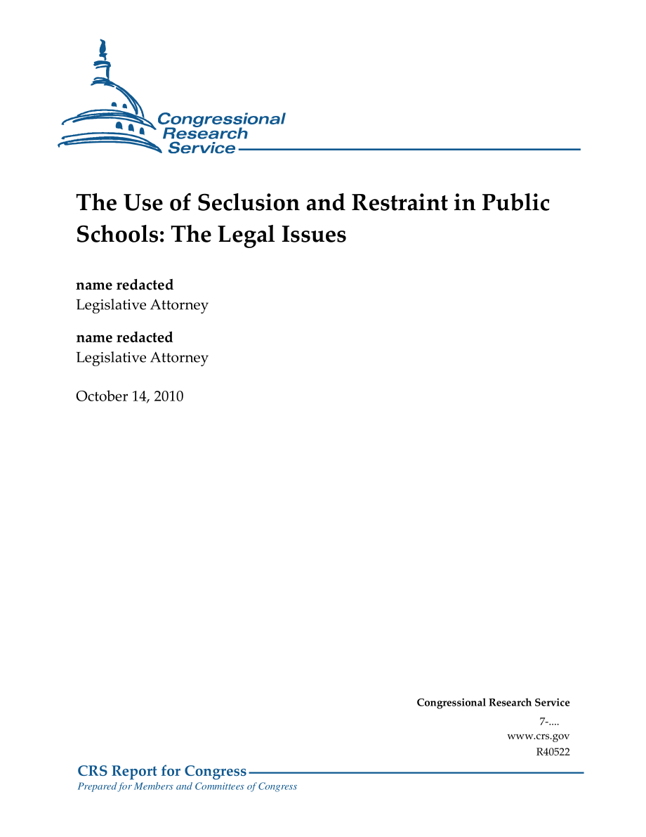 [20101014]R40522_公立学校使用隔离和约束：法律问题.pdf_第1页