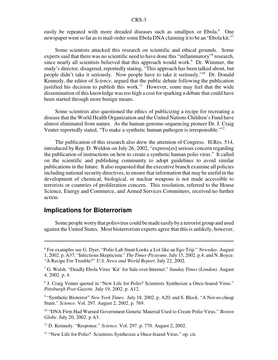 [20021213]RS21369_合成脊髓灰质炎病毒：生物恐怖主义与科学政策影响.pdf_第3页