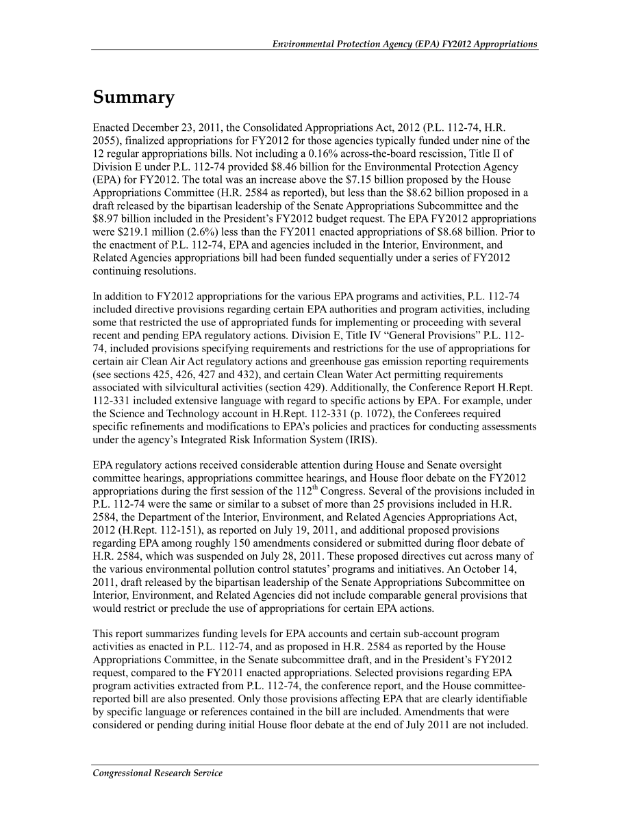 [20120131]R42332_环境保护局（EPA）2012财年拨款.pdf_第2页