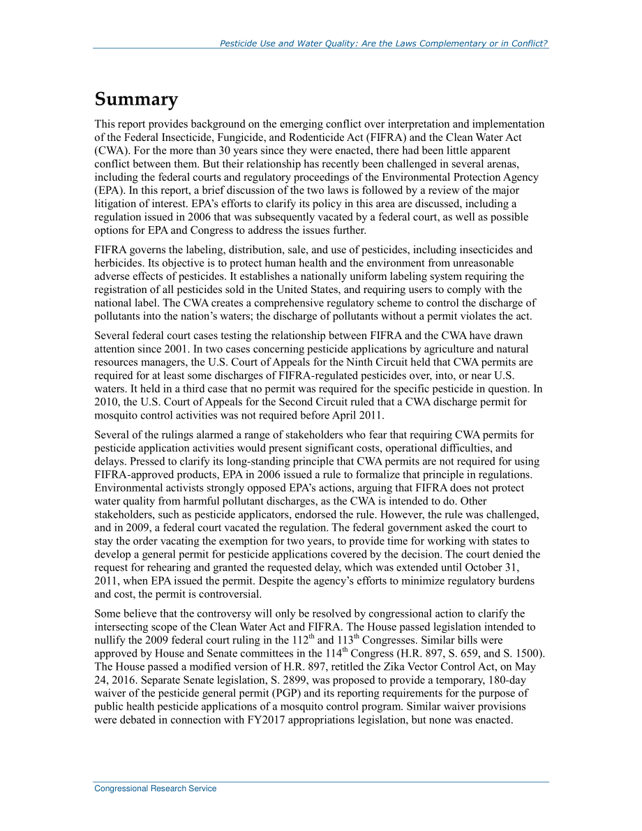 [20161215]RL32884_农药使用和水质：这些法律是互补的还是冲突的？.pdf_第2页