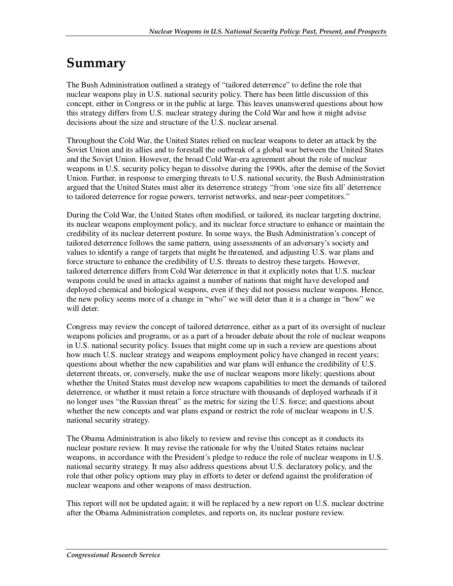 [20100121]RL34226_美国国家安全政策中的核武器：过去、现在和前景.pdf_第2页