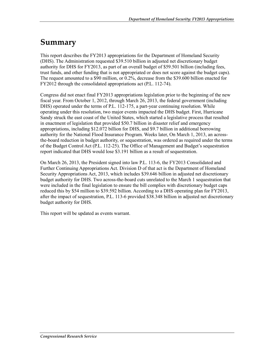 [20130621]R42644_国土安全部：2013财年拨款.pdf_第2页