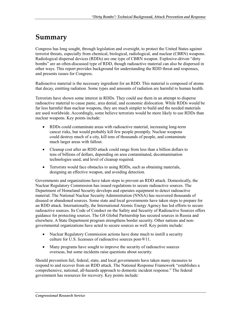 [20110624]R41890_“脏弹”：技术背景、攻击预防和响应、国会议题.pdf_第2页