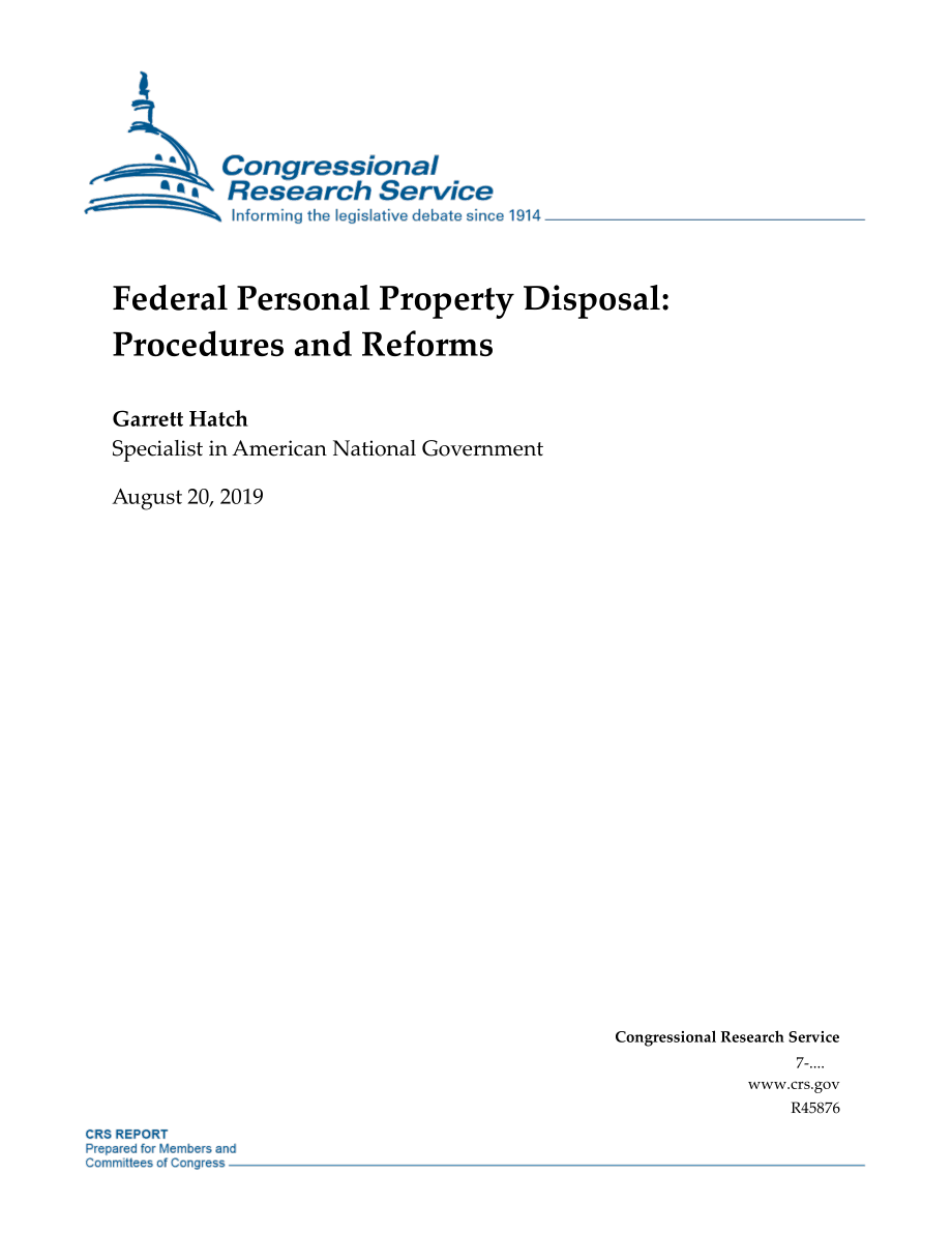 [20190820]R45876_联邦个人财产处置：程序和改革.pdf_第1页