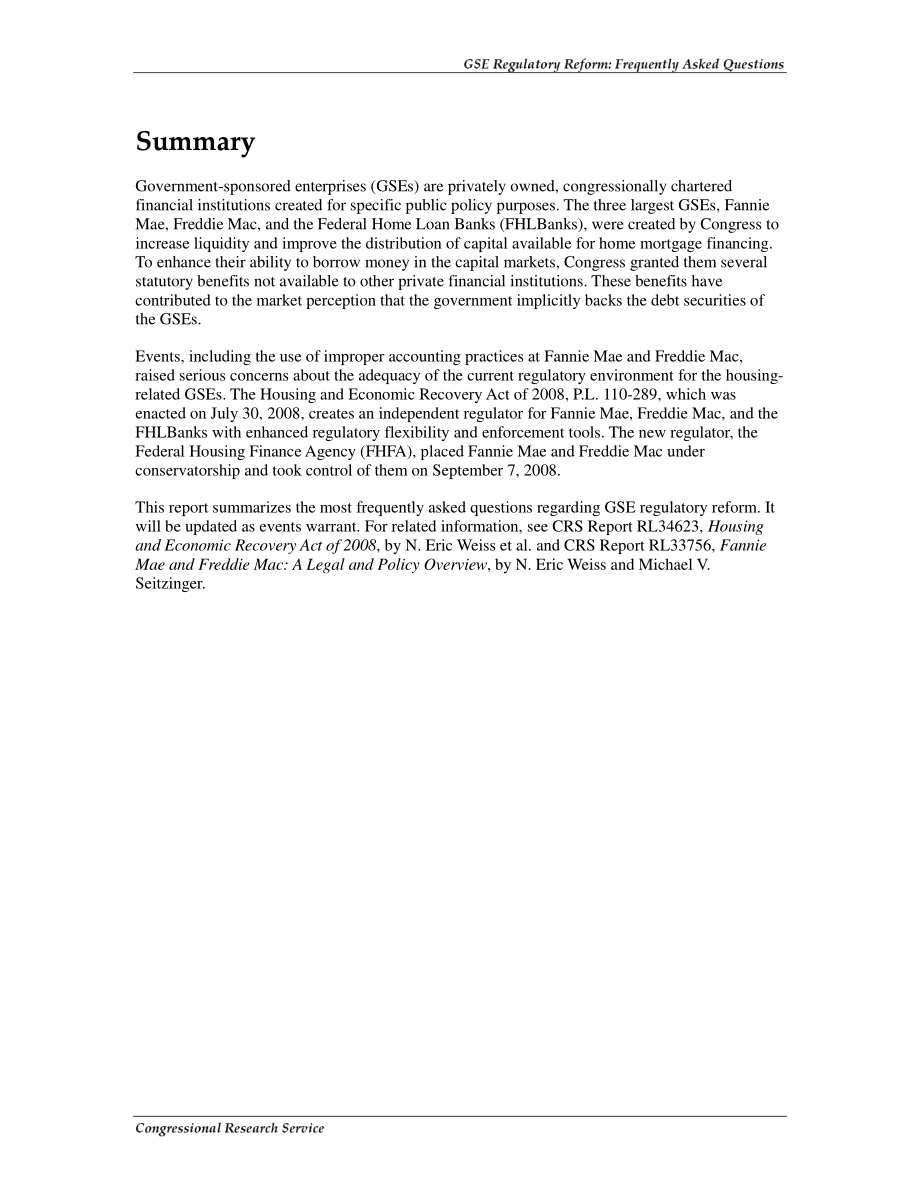[20090105]RS21724_GSE监管改革：常见问题解答.pdf_第2页
