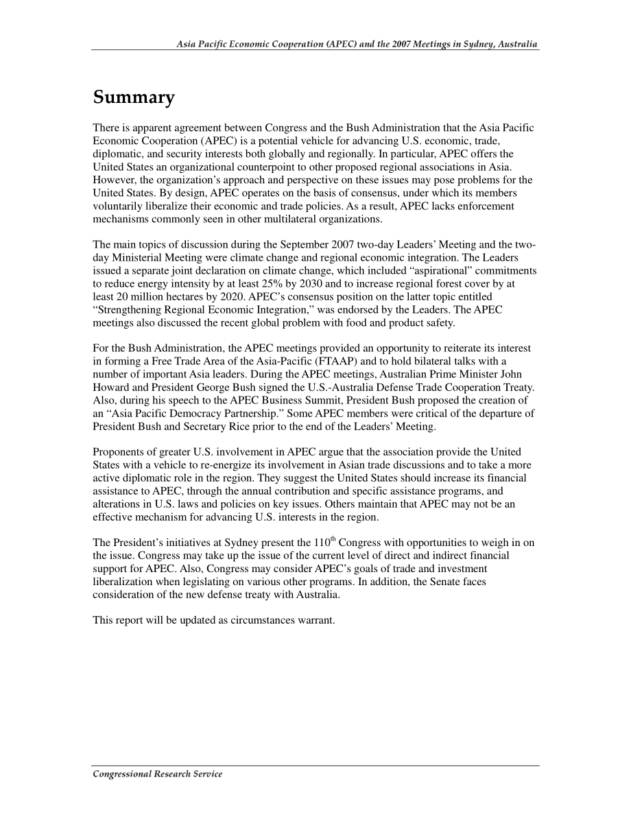 [20070921]RL31038_亚太经济合作组织（APEC）和2007年澳大利亚悉尼会议.pdf_第2页