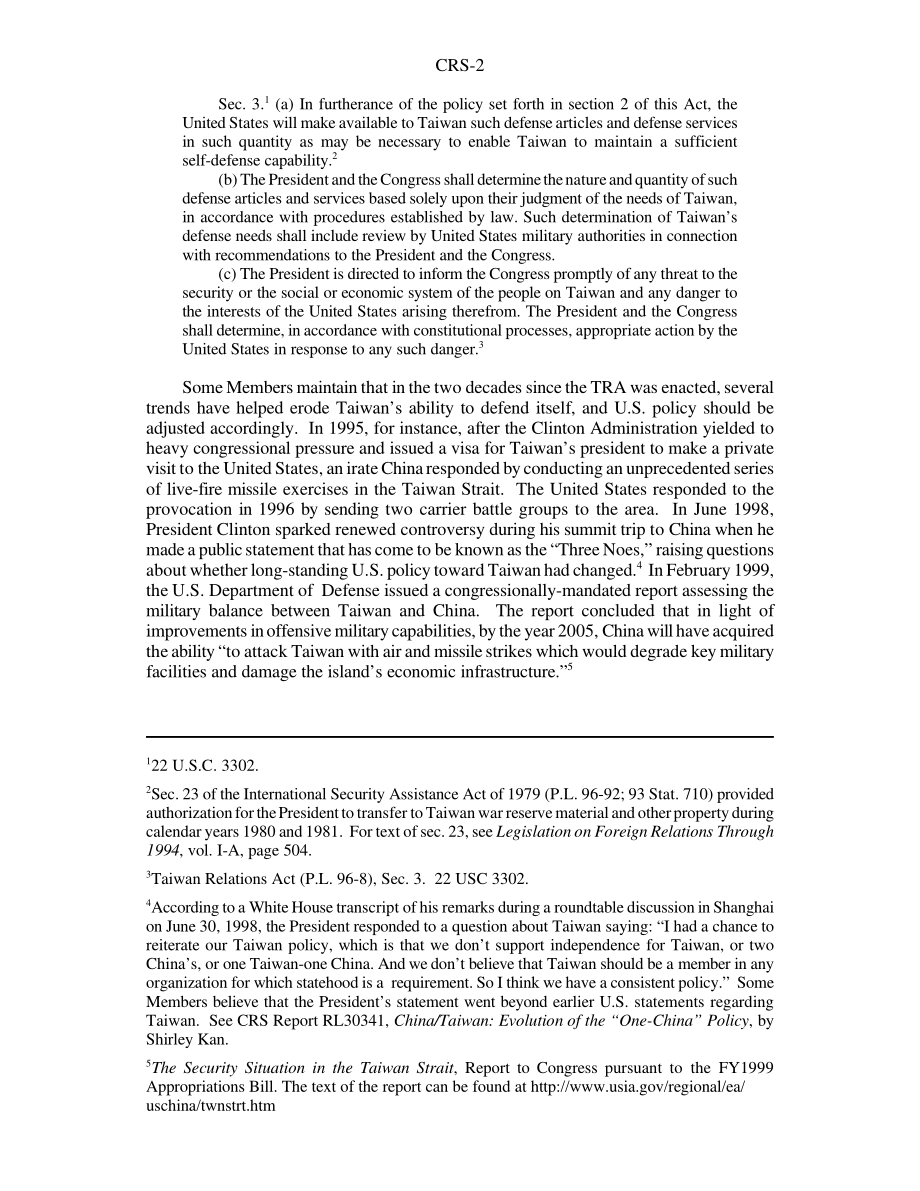 [20000301]RS20370_《加强台湾安全法》与美国政策中的基本问题.pdf_第2页