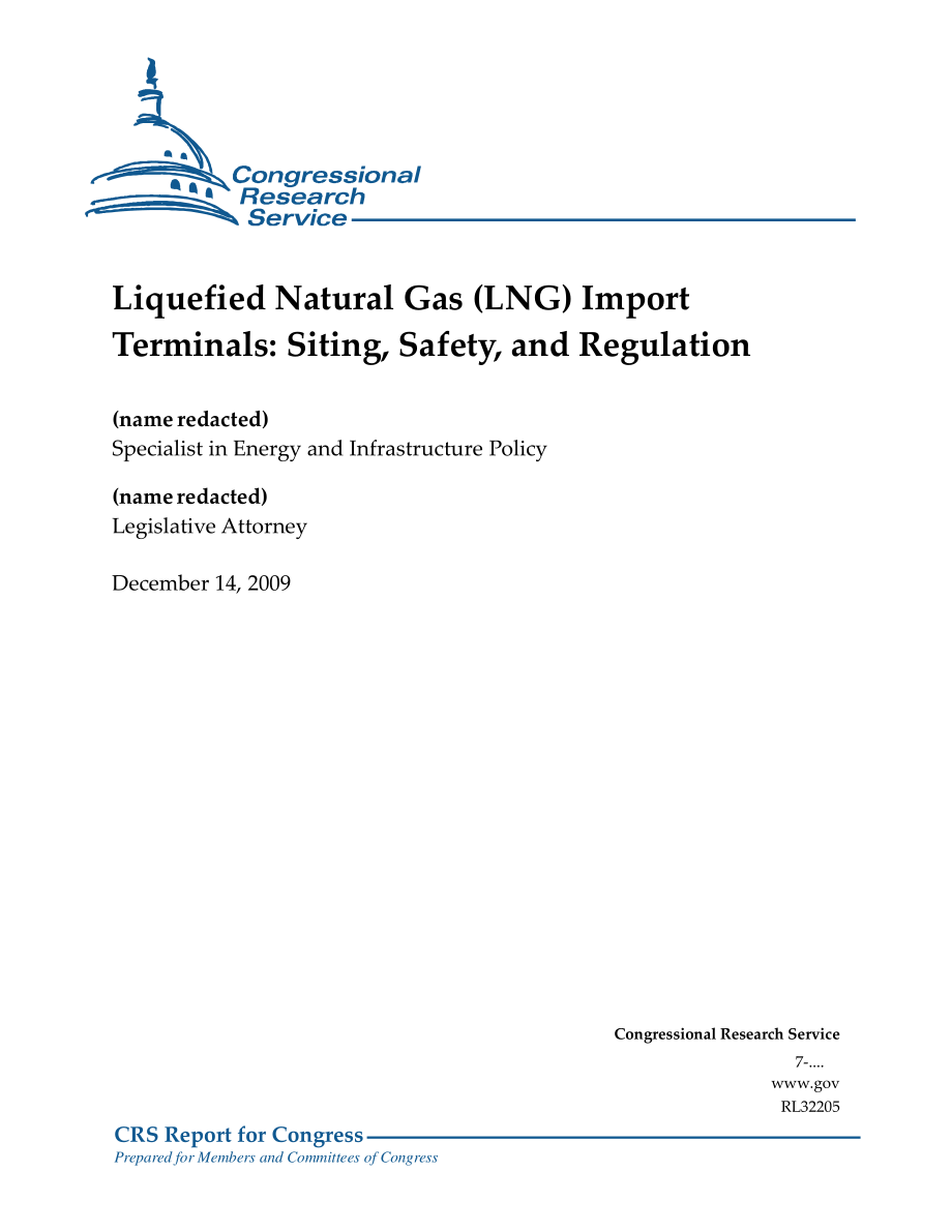 [20091214]RL32205_液化天然气（LNG）进口码头：选址、安全和监管.pdf_第1页