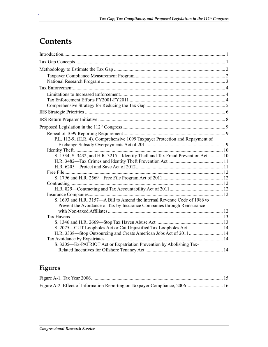 [20120920]R42739_第112届国会的税收差距、税收遵从和拟议立法.pdf_第3页