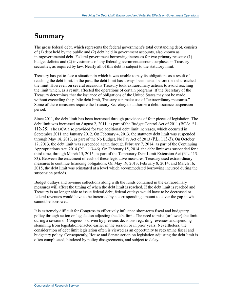 [20150327]R41633_达到债务限额：背景和对政府运营的潜在影响.pdf_第2页