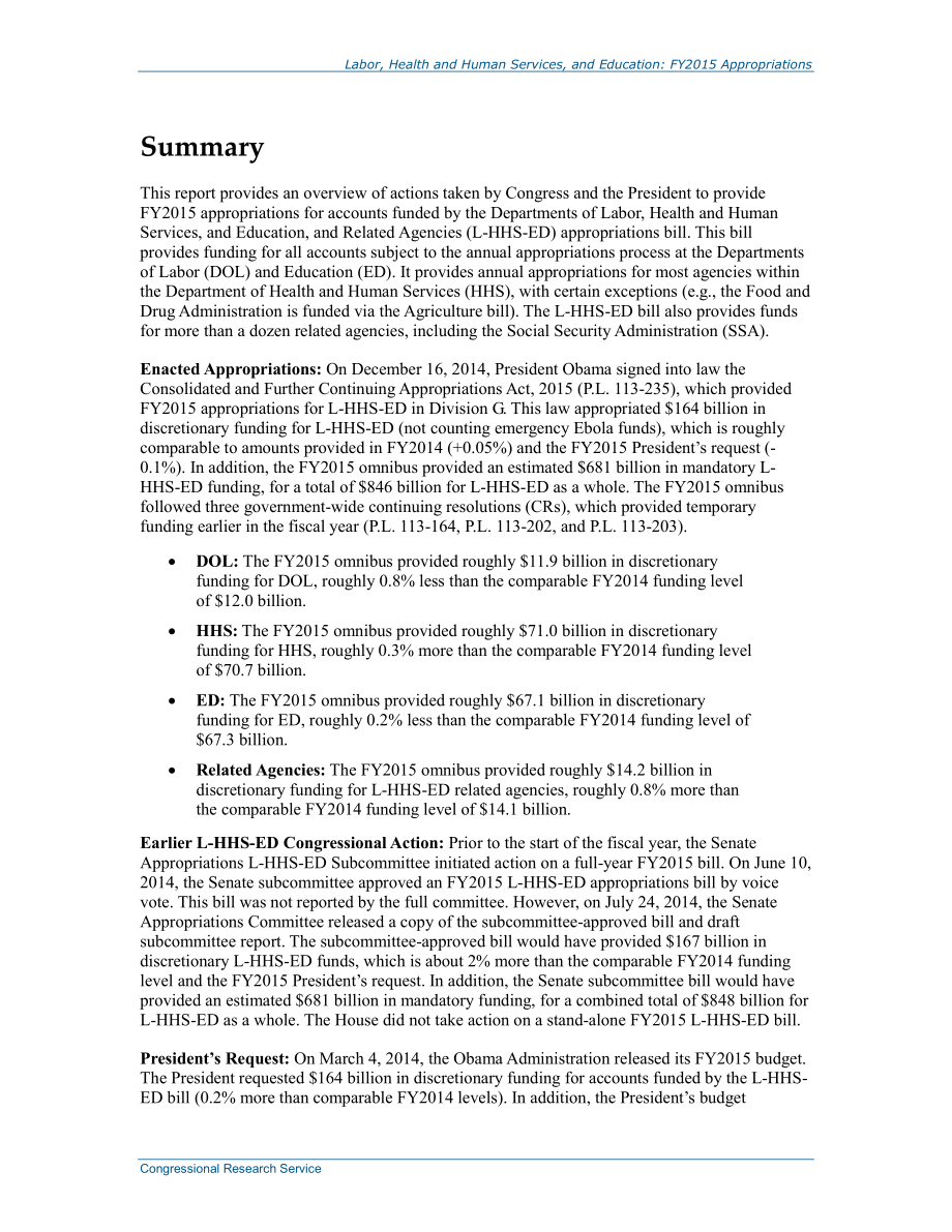 [20150331]R43967_劳动、卫生和公共服务以及教育：2015财年拨款.pdf_第2页