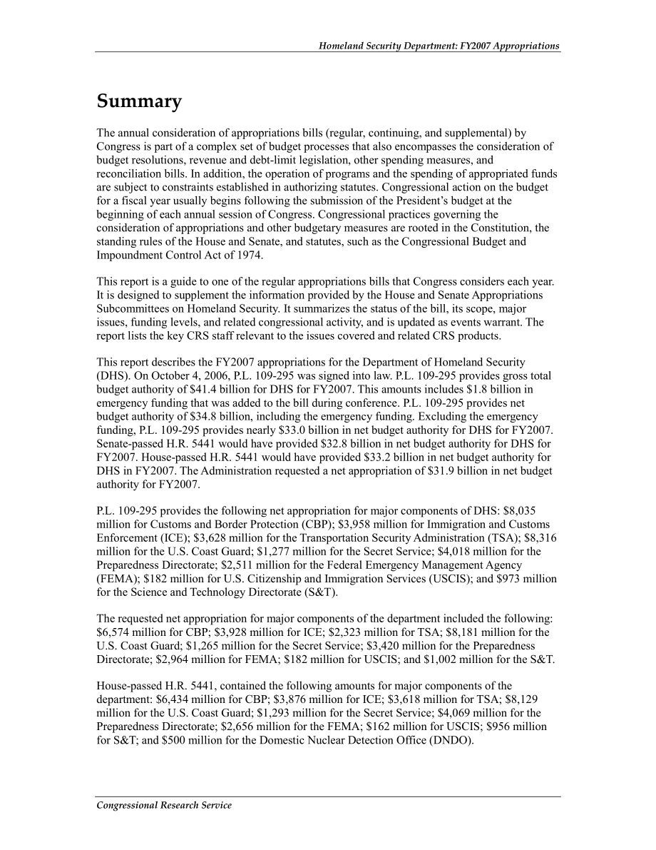 [20061117]RL33428_国土安全部：2007财年拨款.pdf_第2页