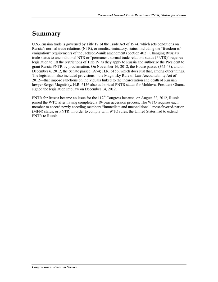 [20130328]RS21123_俄罗斯永久正常贸易关系（PNTR）地位和美俄经济关系.pdf_第2页