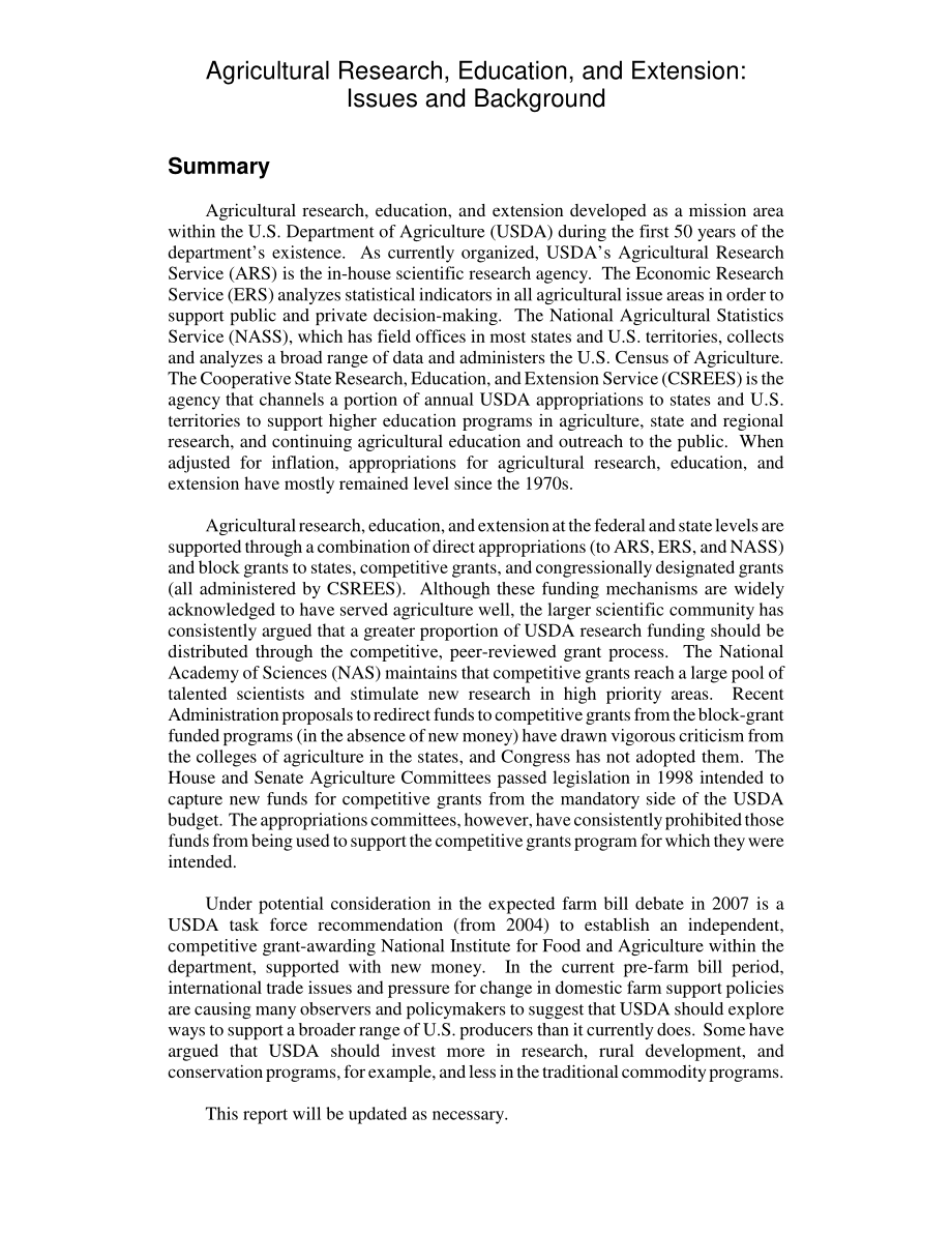 [20060320]RL33327_农业研究、教育和推广：问题和背景.pdf_第2页