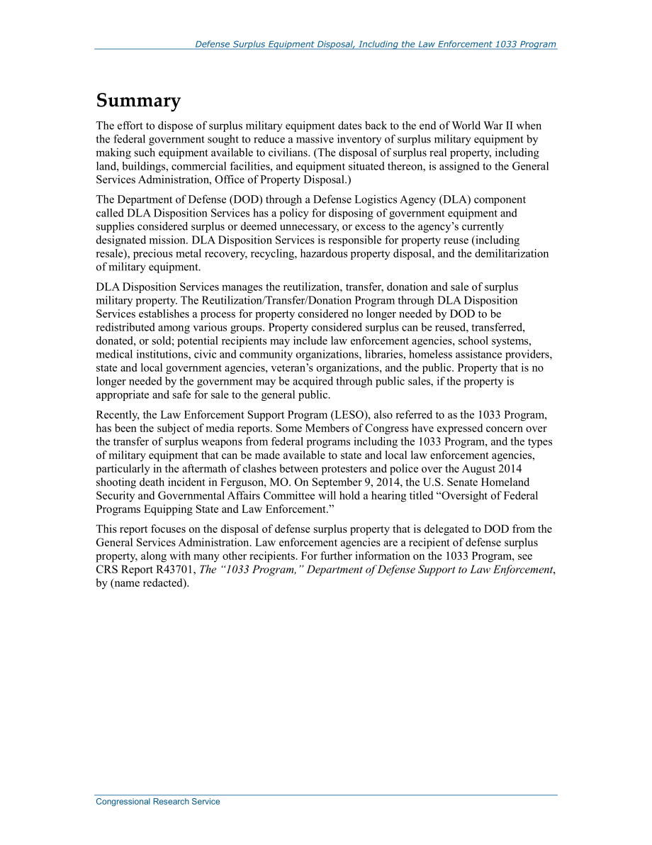 [20140905]RS20549_国防剩余设备处置包括执法1033计划 .pdf_第2页