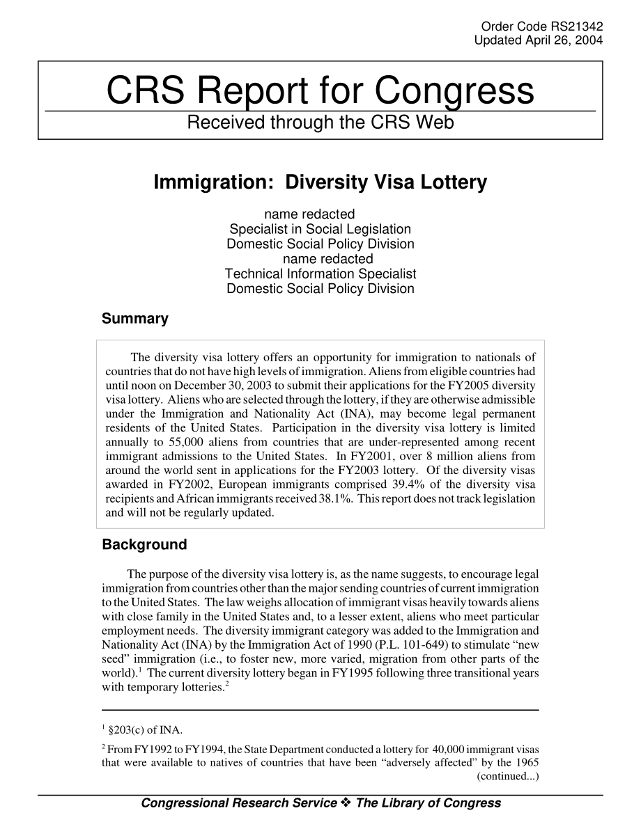 [20040426]RS21342_移民：多元化签证彩票.pdf_第1页