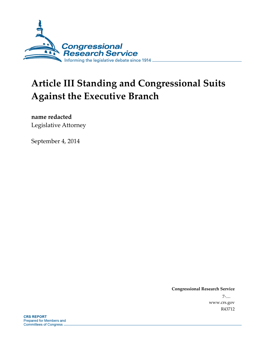 [20140904]R43712_第三条常设法院和国会对行政部门的诉讼.pdf_第1页