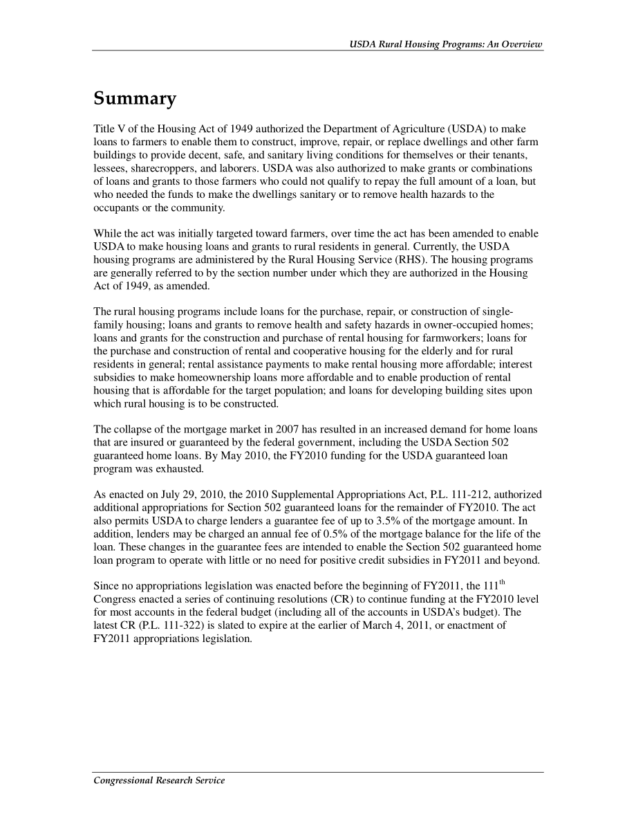 [20110111]RL33421_美国农业部农村住房项目：概述.pdf_第2页