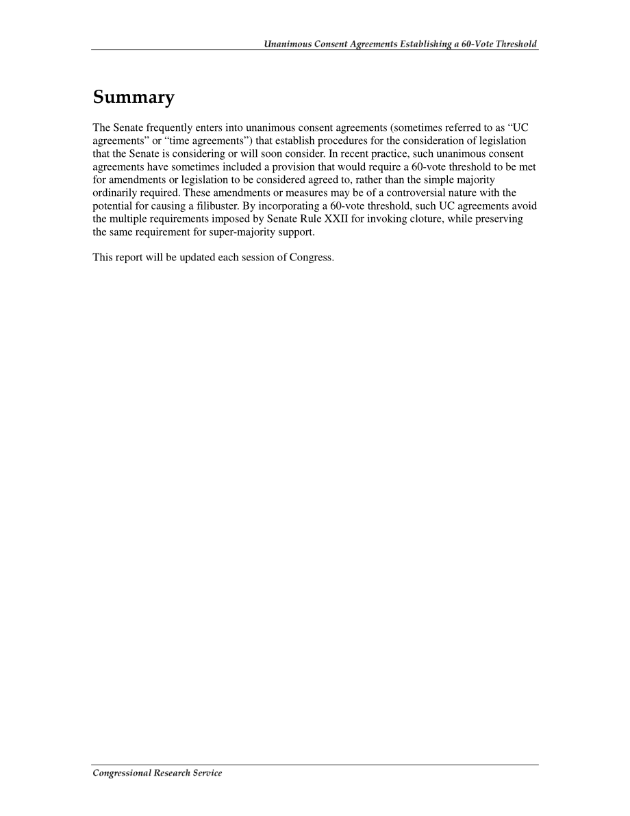 [20090512]RL34491_一致同意协议规定参议院通过立法的60票门槛.pdf_第2页