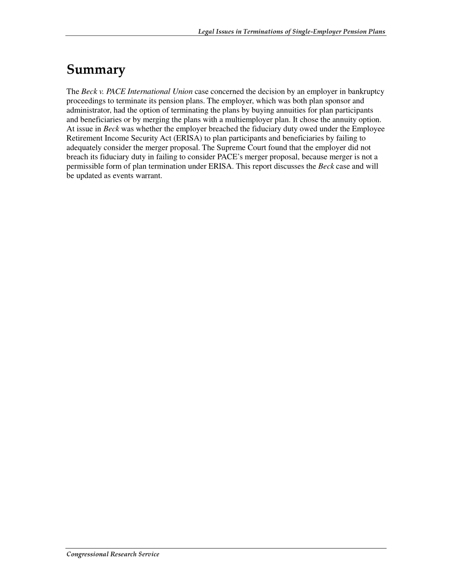 [20071114]RS22635_终止单一雇主养老金计划的法律问题：贝克诉佩斯国际联盟.pdf_第2页