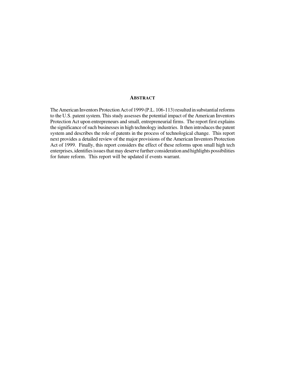 [20000229]RL30451_专利法改革：1999年美国发明家保护法及其对小型创业公司的影响分析.pdf_第2页