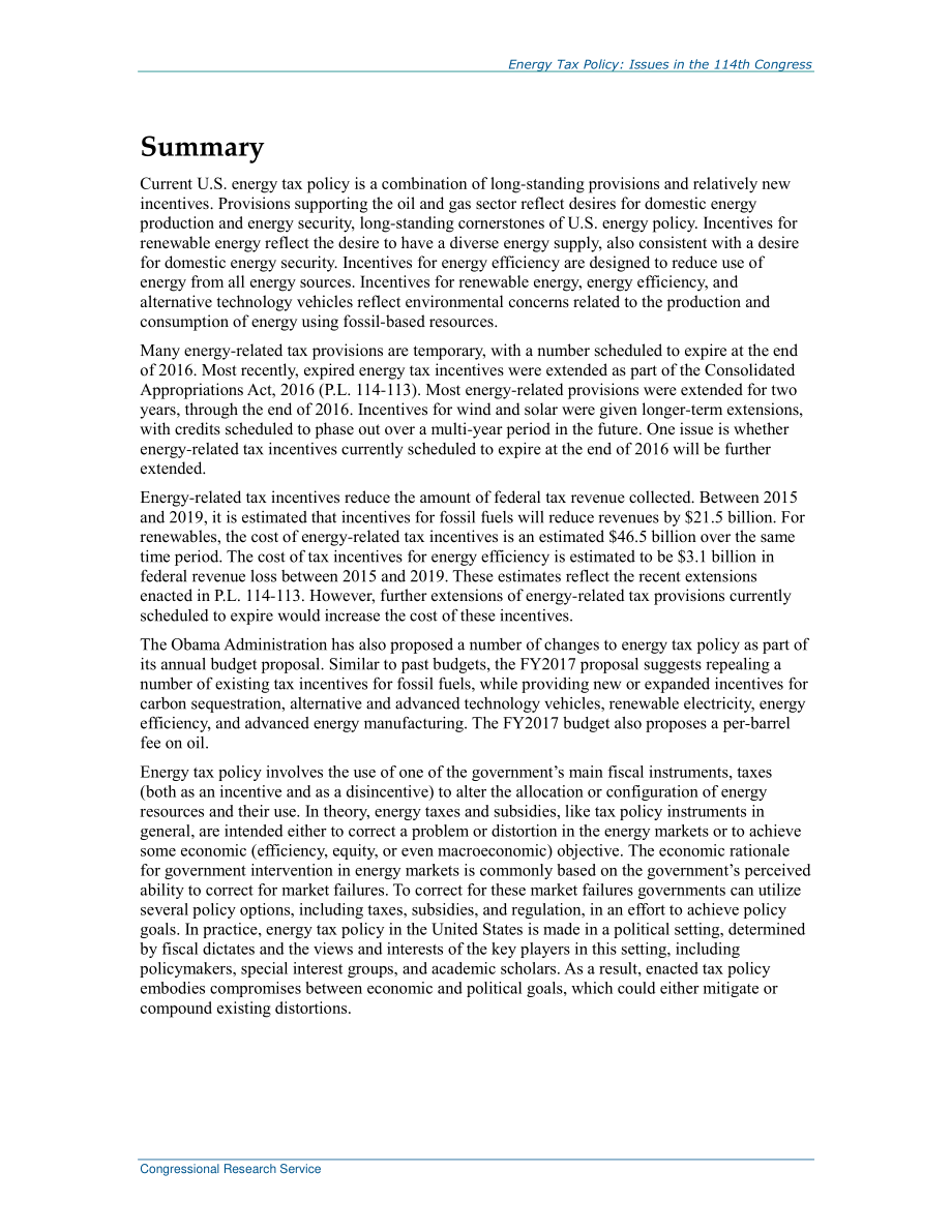 [20160615]R43206_能源税政策：第114届国会的议题.pdf_第2页