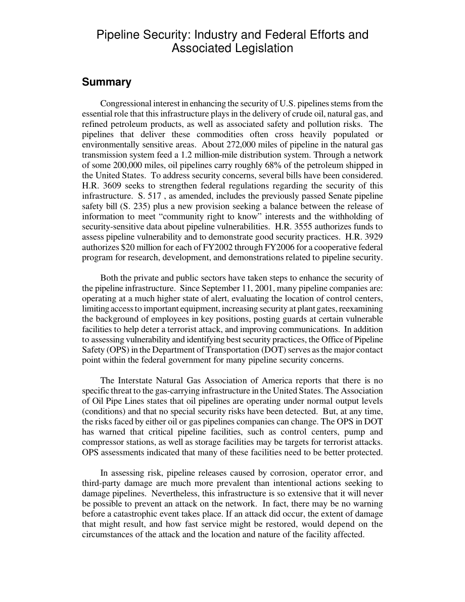 [20020426]RL31391_管道安全：行业和联邦努力及相关立法.pdf_第2页