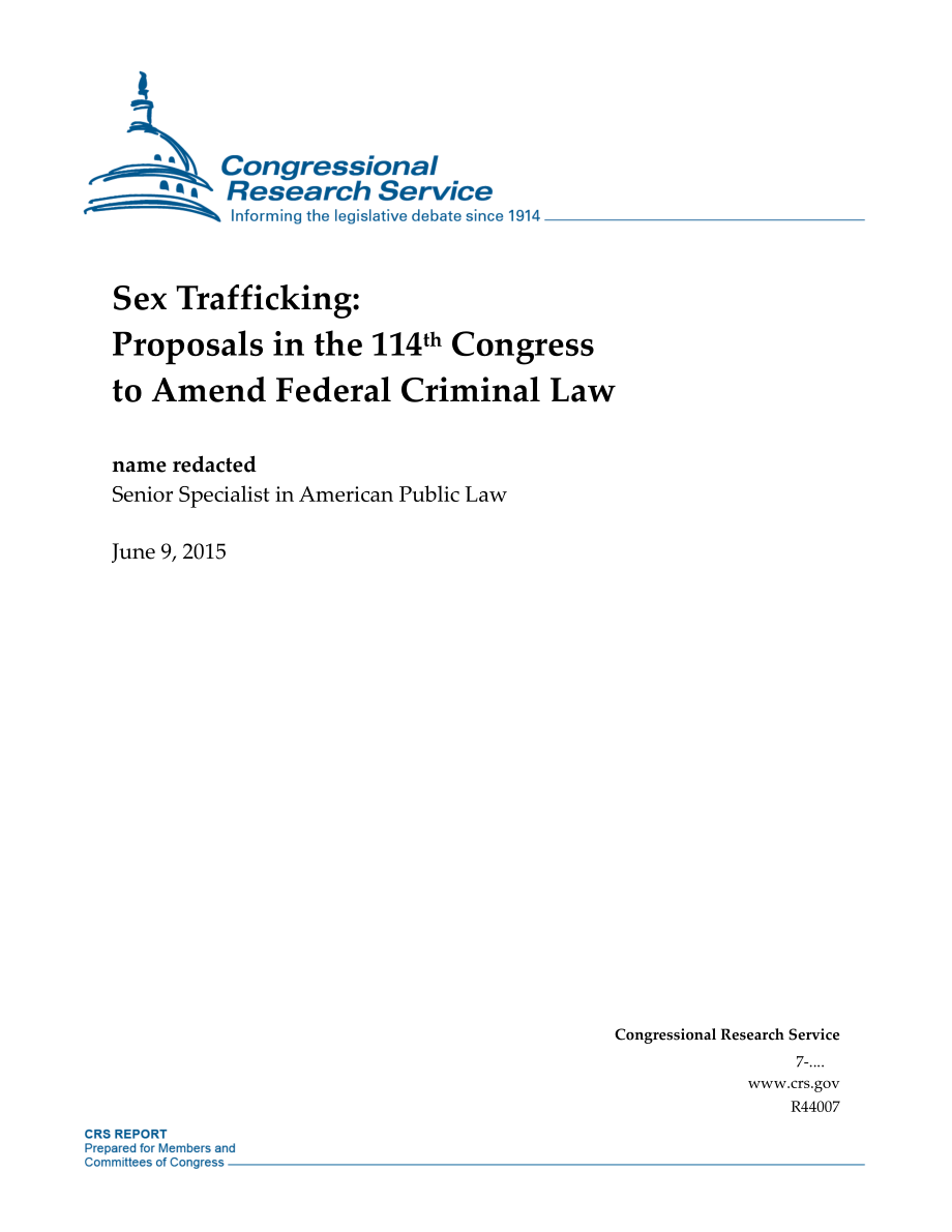 [20150609]R44007_性贩运：第114届国会修改联邦刑法的提案.pdf_第1页