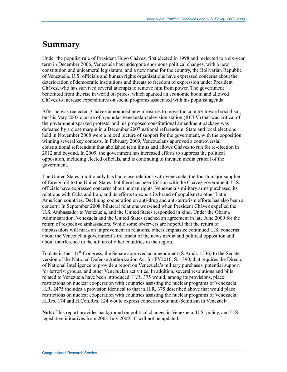 [20090728]RL32488_委内瑞拉：2003-2009年政治状况和美国政策.pdf_第2页