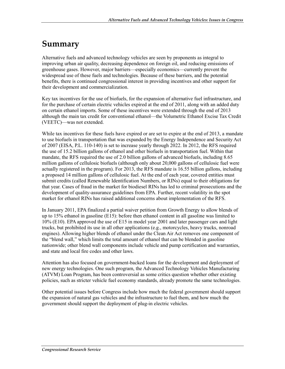 [20130404]R40168_替代燃料和先进技术车辆：国会议题.pdf_第2页