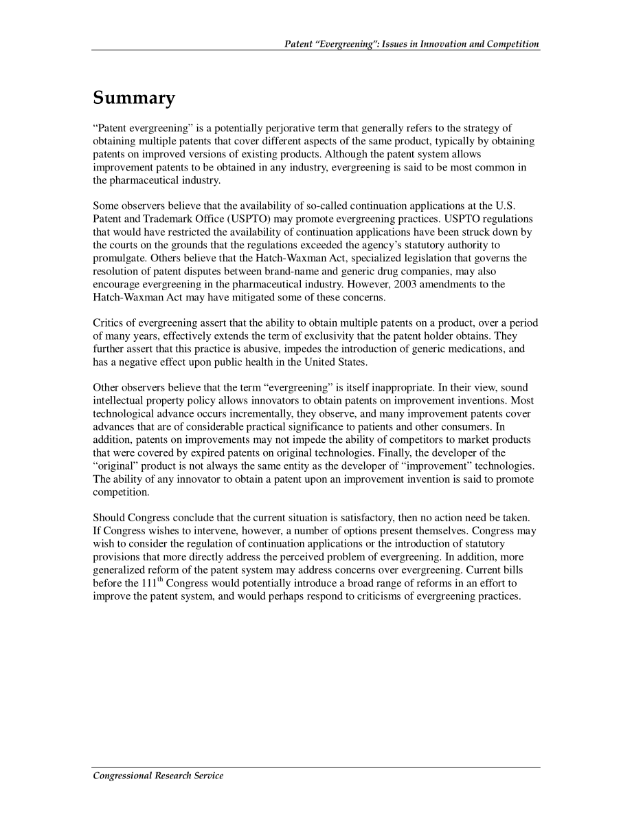 [20091113]R40917_专利“常青”：创新与竞争中的问题.pdf_第2页