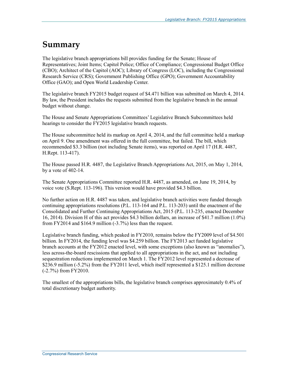 [20150114]R43557_立法部门：2015财年拨款.pdf_第2页