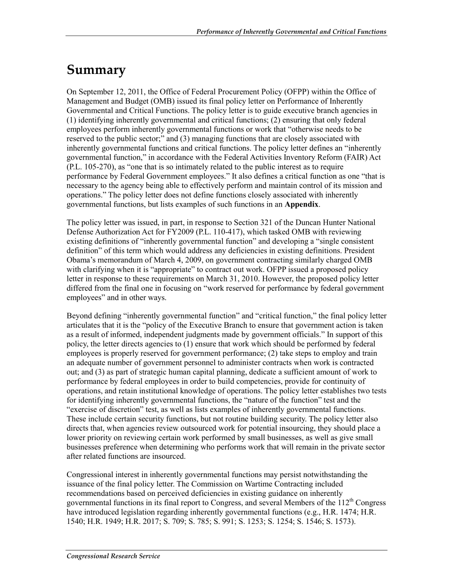 [20111005]R42039_履行固有的政府职能和关键职能：奥巴马政府的最后一封政策信.pdf_第2页