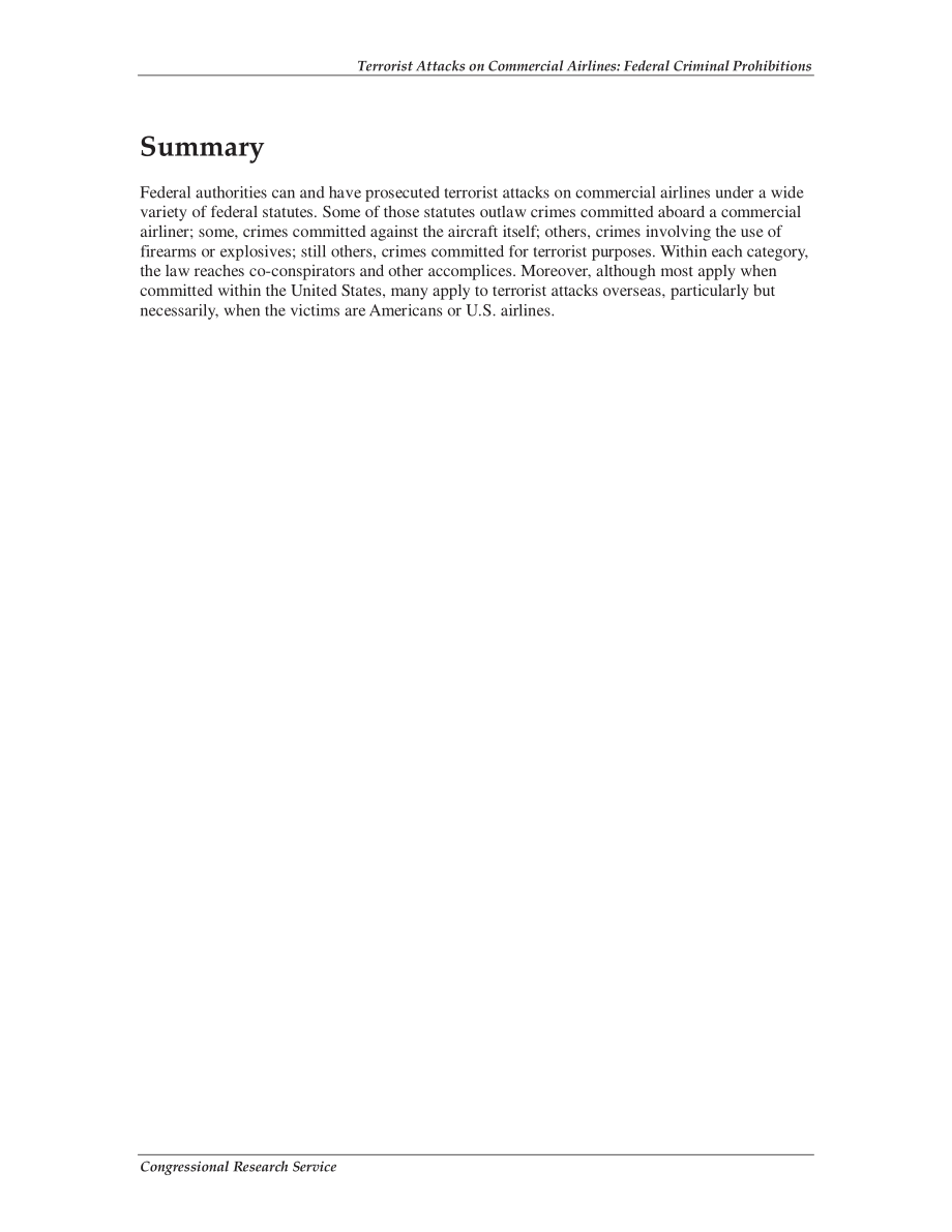 [20100122]R41035_对商业航空公司的恐怖袭击：联邦刑事禁令.pdf_第2页