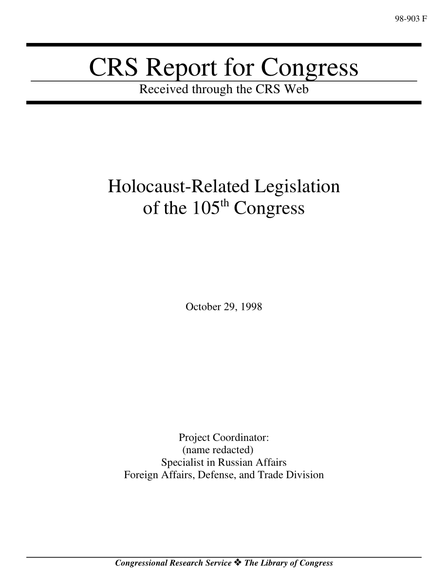 [19981029]98-903_第105届国会关于大屠杀的立法.pdf_第1页