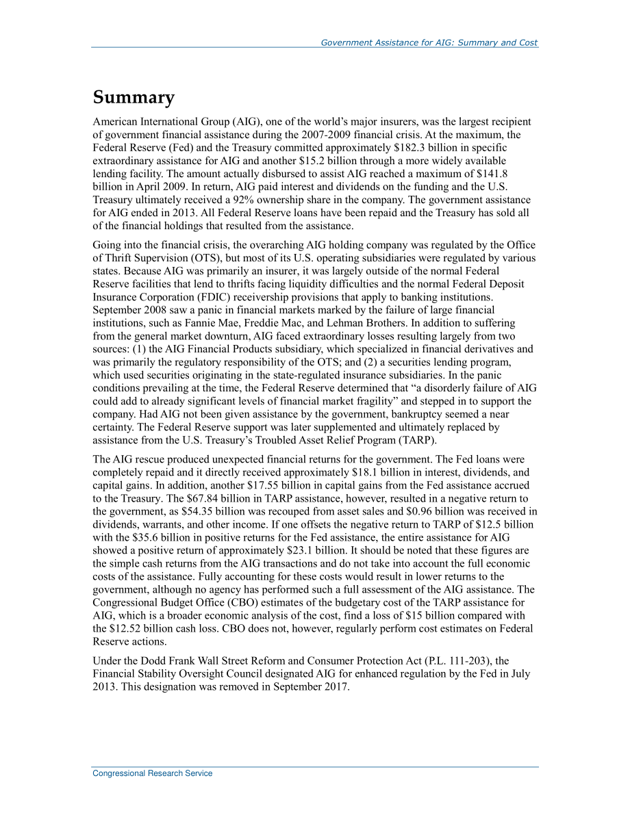 [20171013]R42953_政府对AIG的援助：汇总和成本.pdf_第2页