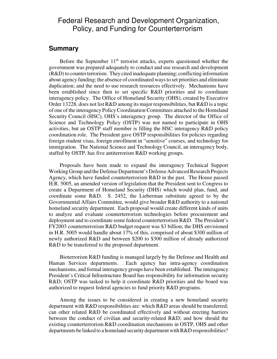 [20020919]RL31576_联邦反恐研发组织、政策和资金.pdf_第2页