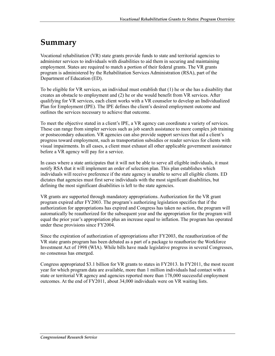 [20130626]R42148_向各州提供的职业康复补助金：项目概述.pdf_第2页