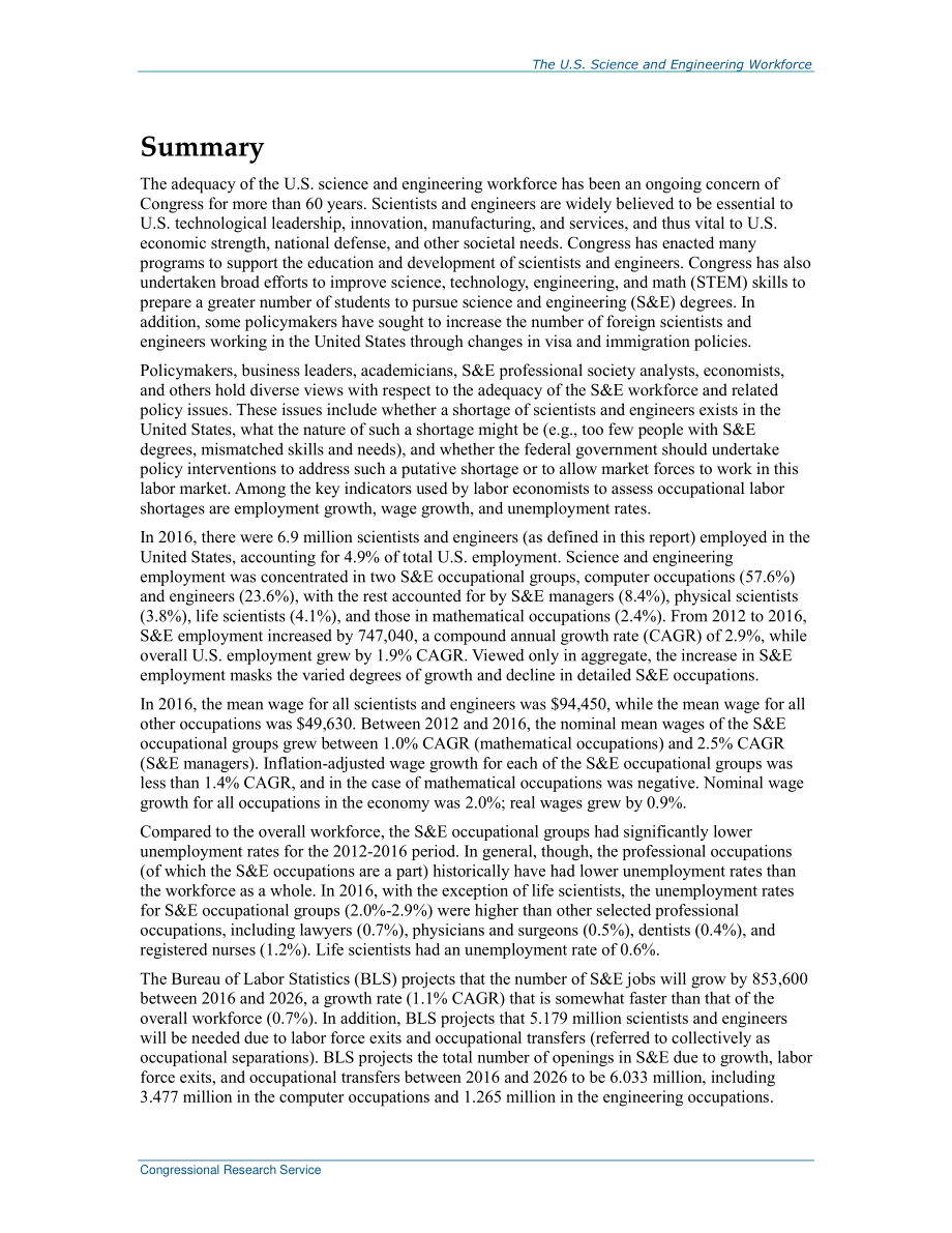 [20171102]R43061_美国科学和工程人员：近期、当前和预计就业、工资和失业.pdf_第2页