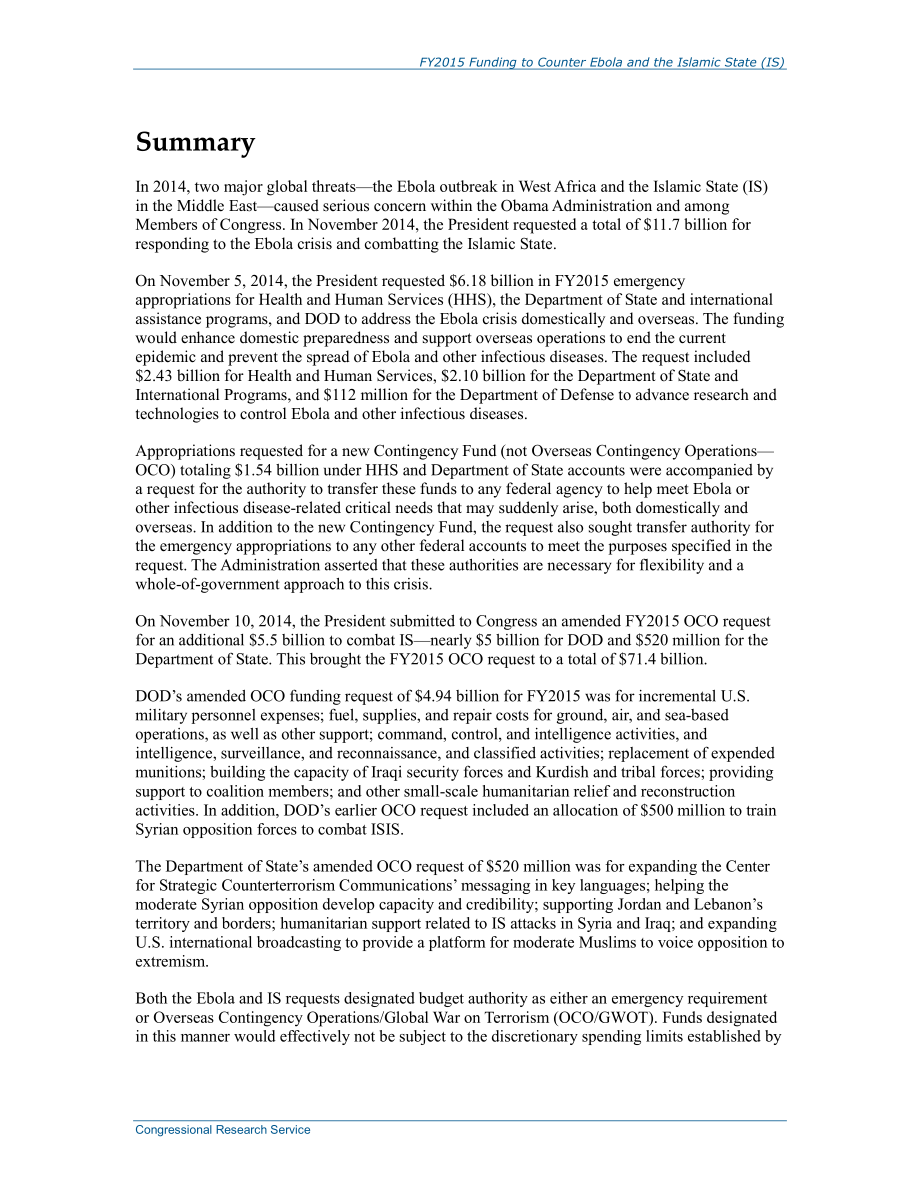 [20150318]R43807_2015财年抗击埃博拉和伊斯兰国（IS）的资金.pdf_第2页