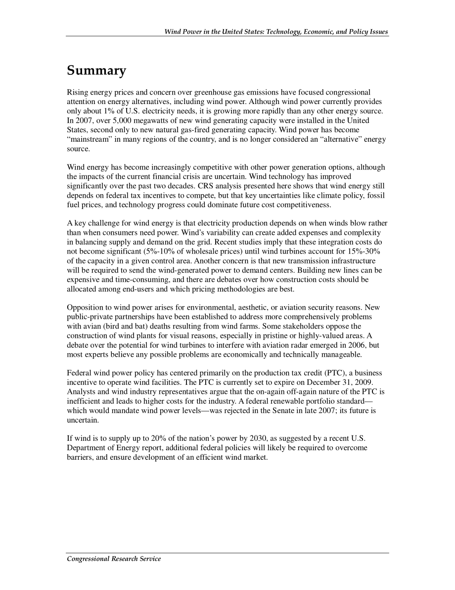[20081021]RL34546_美国风力发电：技术、经济和政策问题.pdf_第2页