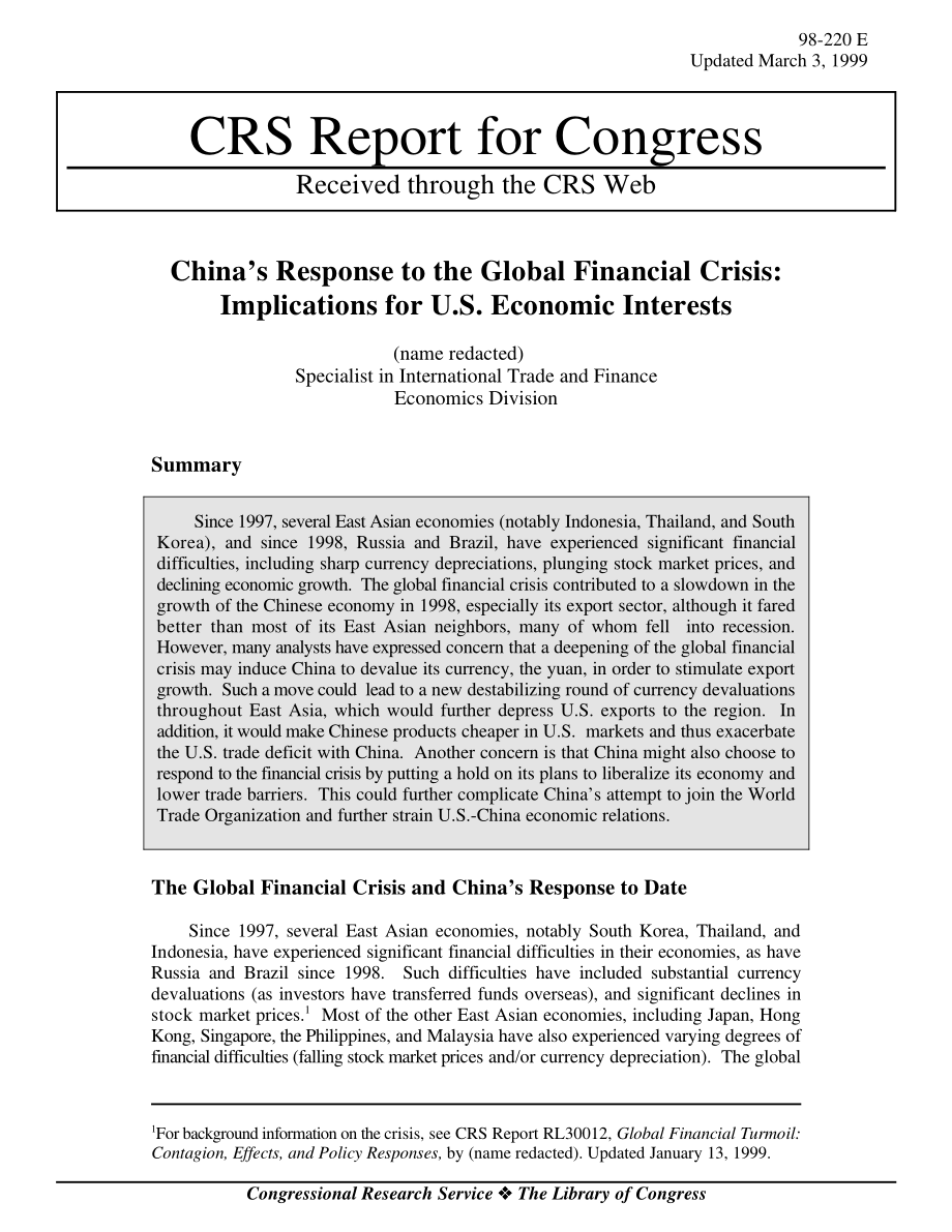 [19990303]98-220_中国应对全球金融危机的对策：对美国经济利益的影响.pdf_第1页