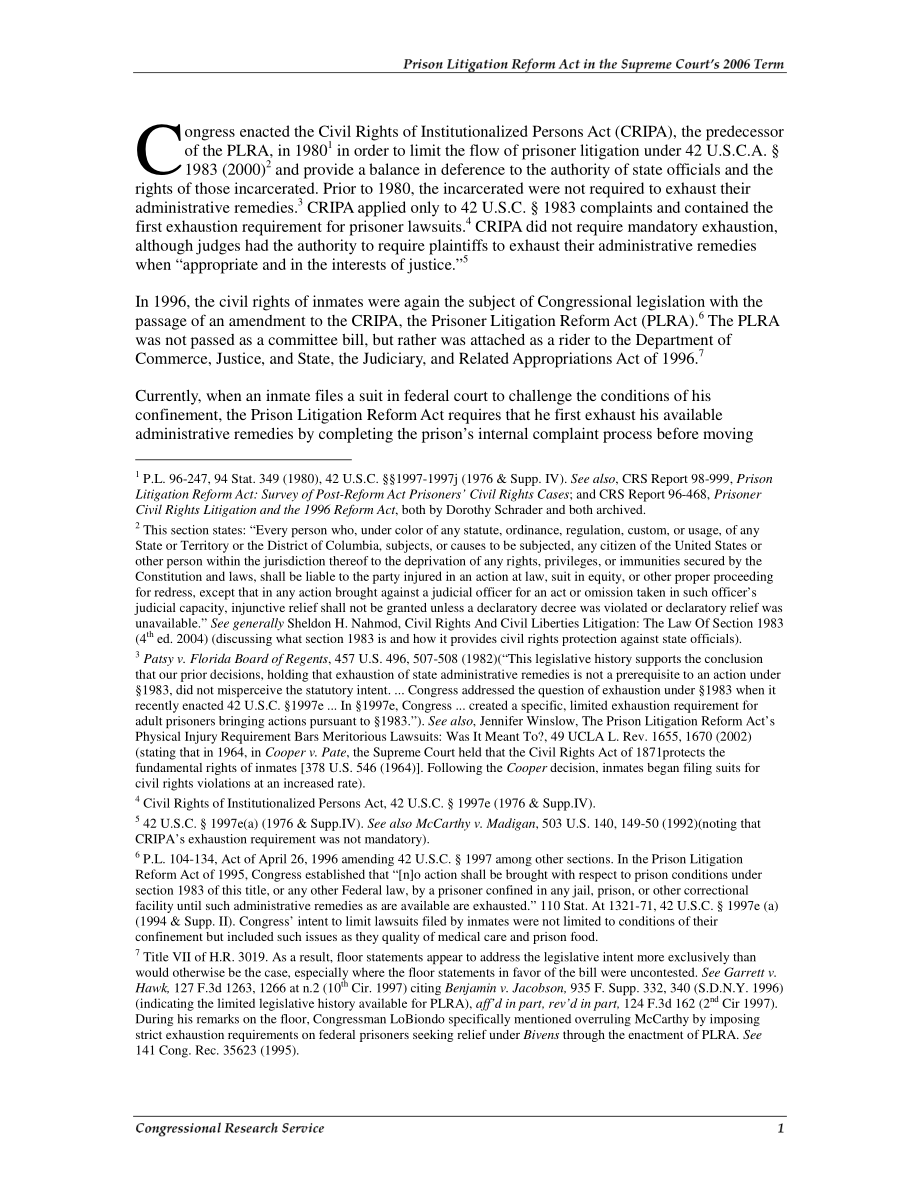 [20061128]RS22539_2006年最高法院任期内的《监狱诉讼改革法案》.pdf_第3页