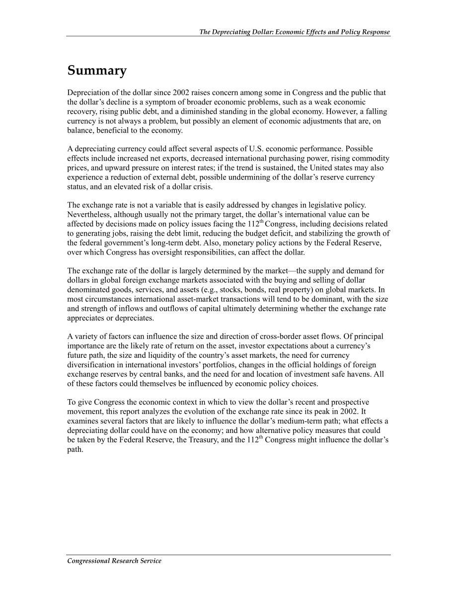 [20120223]RL34582_贬值的美元：经济影响和政策响应.pdf_第2页