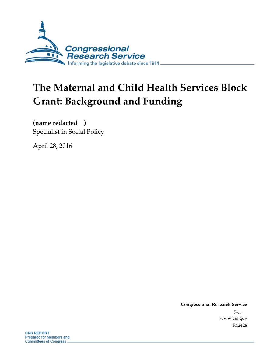 [20160428]R42428_妇幼保健服务整笔赠款：背景和资金.pdf_第1页