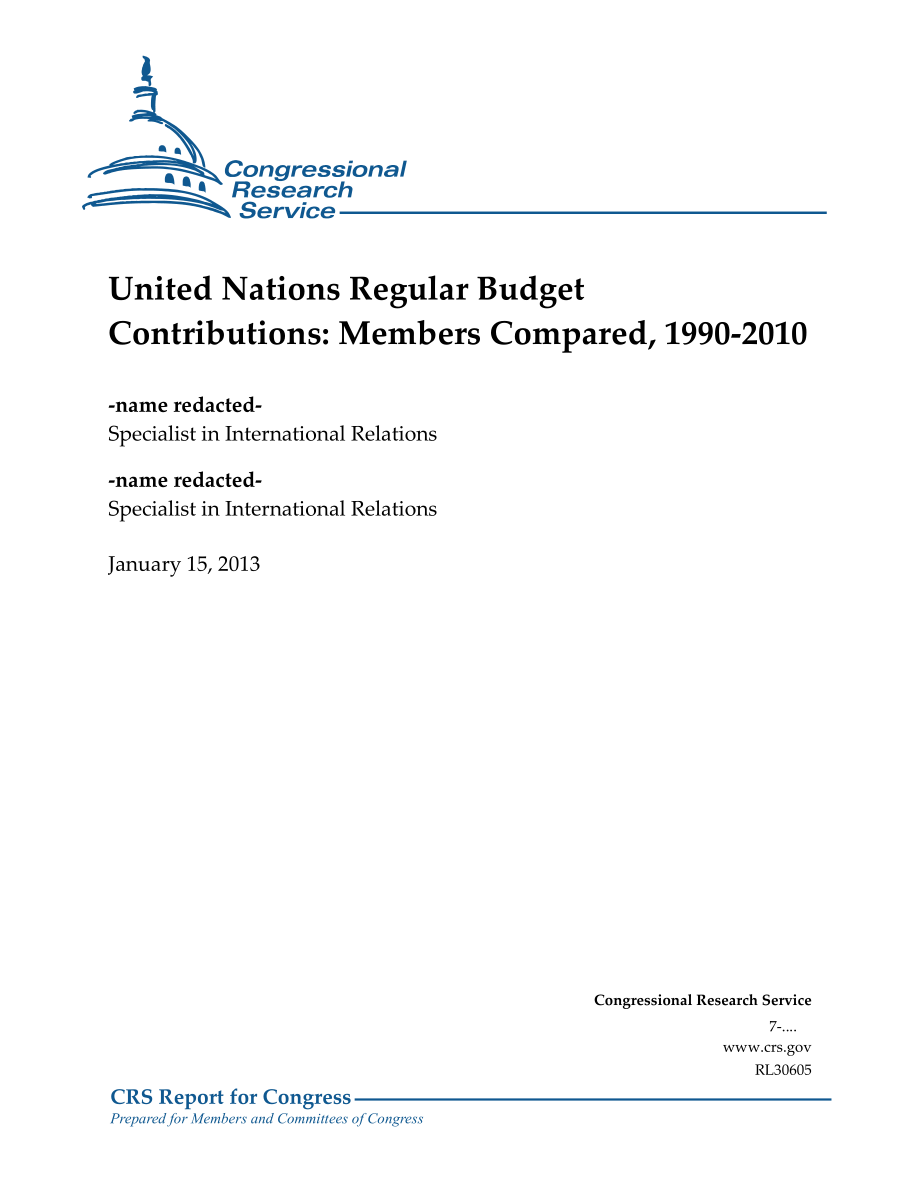[20130115]RL30605_联合国经常预算捐款：1990-2010年比较成员.pdf_第1页